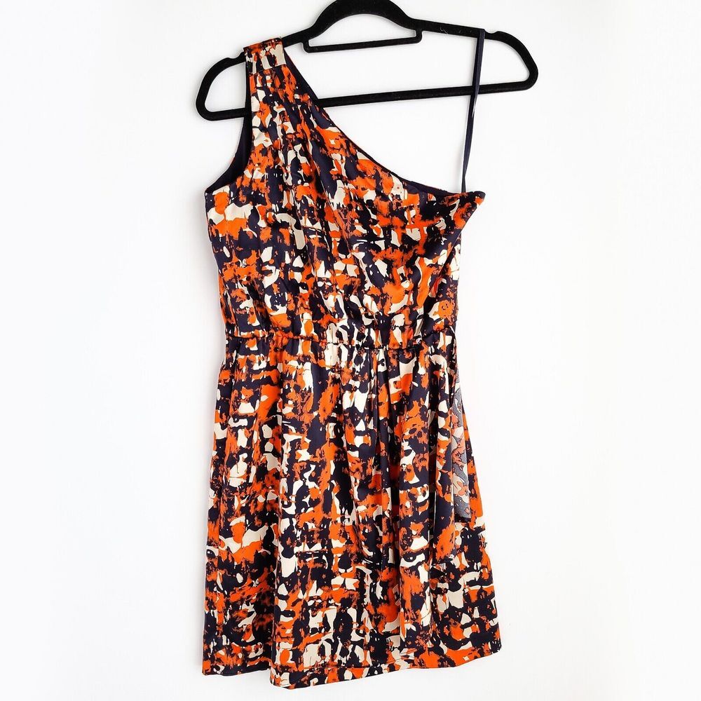 Banana Republic One Shoulder Dress Womens 2 Multicolor Geometric Abstract